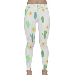 Green Cacti With Sun Classic Yoga Leggings by SychEva