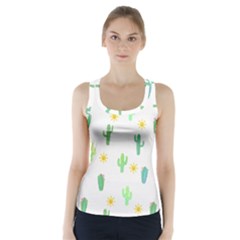 Green Cacti With Sun Racer Back Sports Top by SychEva