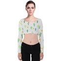 Green Cacti With Sun Velvet Long Sleeve Crop Top View1