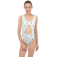 Green Cacti With Sun Center Cut Out Swimsuit by SychEva