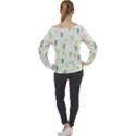 Green Cacti With Sun Off Shoulder Long Sleeve Velour Top View2