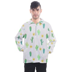 Green Cacti With Sun Men s Half Zip Pullover by SychEva