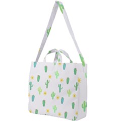 Green Cacti With Sun Square Shoulder Tote Bag by SychEva