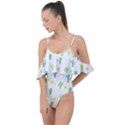 Green Cacti With Sun Drape Piece Swimsuit View1