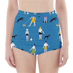 Girls Walk With Their Dogs High-waisted Bikini Bottoms by SychEva