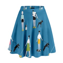 Girls Walk With Their Dogs High Waist Skirt by SychEva