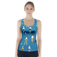 Girls Walk With Their Dogs Racer Back Sports Top by SychEva