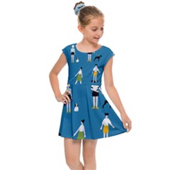 Girls Walk With Their Dogs Kids  Cap Sleeve Dress by SychEva