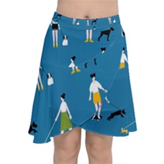 Girls Walk With Their Dogs Chiffon Wrap Front Skirt by SychEva