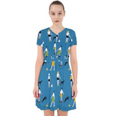 Girls Walk With Their Dogs Adorable In Chiffon Dress by SychEva