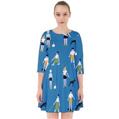 Girls Walk With Their Dogs Smock Dress by SychEva