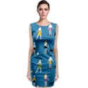 Girls Walk With Their Dogs Sleeveless Velvet Midi Dress View1