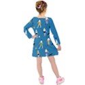 Girls Walk With Their Dogs Kids  Long Sleeve Velvet Dress View2