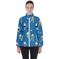 Girls Walk With Their Dogs Women s High Neck Windbreaker by SychEva