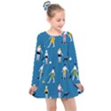 Girls Walk With Their Dogs Kids  Long Sleeve Dress View1