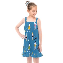 Girls Walk With Their Dogs Kids  Overall Dress by SychEva