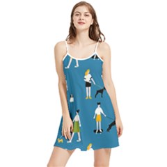 Girls Walk With Their Dogs Summer Frill Dress by SychEva