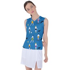 Girls Walk With Their Dogs Women s Sleeveless Sports Top by SychEva