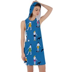 Girls Walk With Their Dogs Racer Back Hoodie Dress by SychEva