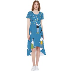 Girls Walk With Their Dogs High Low Boho Dress by SychEva