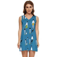 Girls Walk With Their Dogs Tiered Sleeveless Mini Dress by SychEva