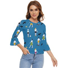 Girls Walk With Their Dogs Bell Sleeve Top