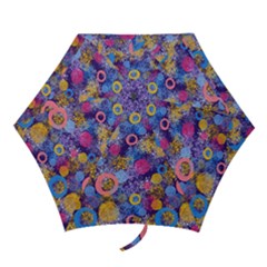 Multicolored Splashes And Watercolor Circles On A Dark Background Mini Folding Umbrellas by SychEva