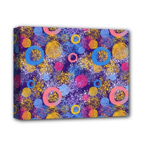 Multicolored Splashes And Watercolor Circles On A Dark Background Deluxe Canvas 14  X 11  (stretched) by SychEva