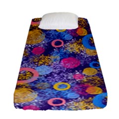 Multicolored Splashes And Watercolor Circles On A Dark Background Fitted Sheet (single Size) by SychEva