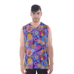 Multicolored Splashes And Watercolor Circles On A Dark Background Men s Basketball Tank Top by SychEva