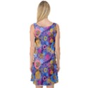 Multicolored Splashes And Watercolor Circles On A Dark Background Sleeveless Satin Nightdress View2