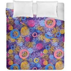 Multicolored Splashes And Watercolor Circles On A Dark Background Duvet Cover Double Side (california King Size) by SychEva