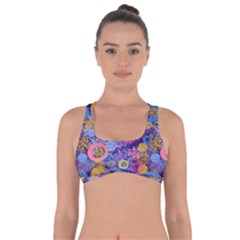 Multicolored Splashes And Watercolor Circles On A Dark Background Got No Strings Sports Bra by SychEva