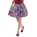 Multicolored Splashes And Watercolor Circles On A Dark Background A-Line Pocket Skirt View1