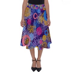 Multicolored Splashes And Watercolor Circles On A Dark Background Perfect Length Midi Skirt by SychEva