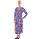 Multicolored Splashes And Watercolor Circles On A Dark Background Velvet Maxi Wrap Dress View1