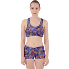 Multicolored Splashes And Watercolor Circles On A Dark Background Work It Out Gym Set by SychEva