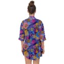 Multicolored Splashes And Watercolor Circles On A Dark Background Open Front Chiffon Kimono View2