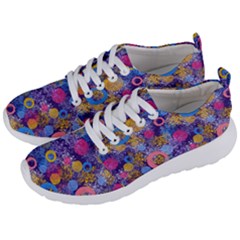 Multicolored Splashes And Watercolor Circles On A Dark Background Men s Lightweight Sports Shoes by SychEva