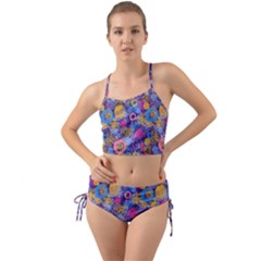 Multicolored Splashes And Watercolor Circles On A Dark Background Mini Tank Bikini Set by SychEva