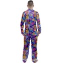 Multicolored Splashes And Watercolor Circles On A Dark Background Men s Long Sleeve Satin Pajamas Set View2