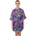 Multicolored Splashes And Watercolor Circles On A Dark Background Half Sleeve Satin Kimono  View1