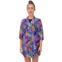 Multicolored Splashes And Watercolor Circles On A Dark Background Half Sleeve Chiffon Kimono View1