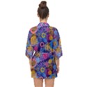 Multicolored Splashes And Watercolor Circles On A Dark Background Half Sleeve Chiffon Kimono View2