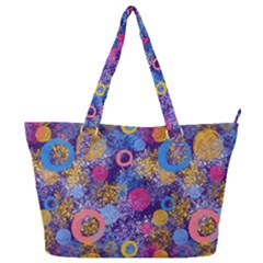 Multicolored Splashes And Watercolor Circles On A Dark Background Full Print Shoulder Bag by SychEva