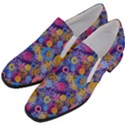 Multicolored Splashes And Watercolor Circles On A Dark Background Women Slip On Heel Loafers View2