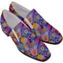 Multicolored Splashes And Watercolor Circles On A Dark Background Women Slip On Heel Loafers View3