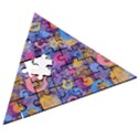 Multicolored Splashes And Watercolor Circles On A Dark Background Wooden Puzzle Triangle View3