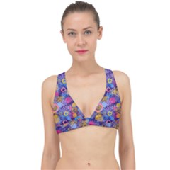 Multicolored Splashes And Watercolor Circles On A Dark Background Classic Banded Bikini Top by SychEva