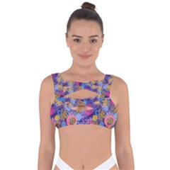 Multicolored Splashes And Watercolor Circles On A Dark Background Bandaged Up Bikini Top by SychEva